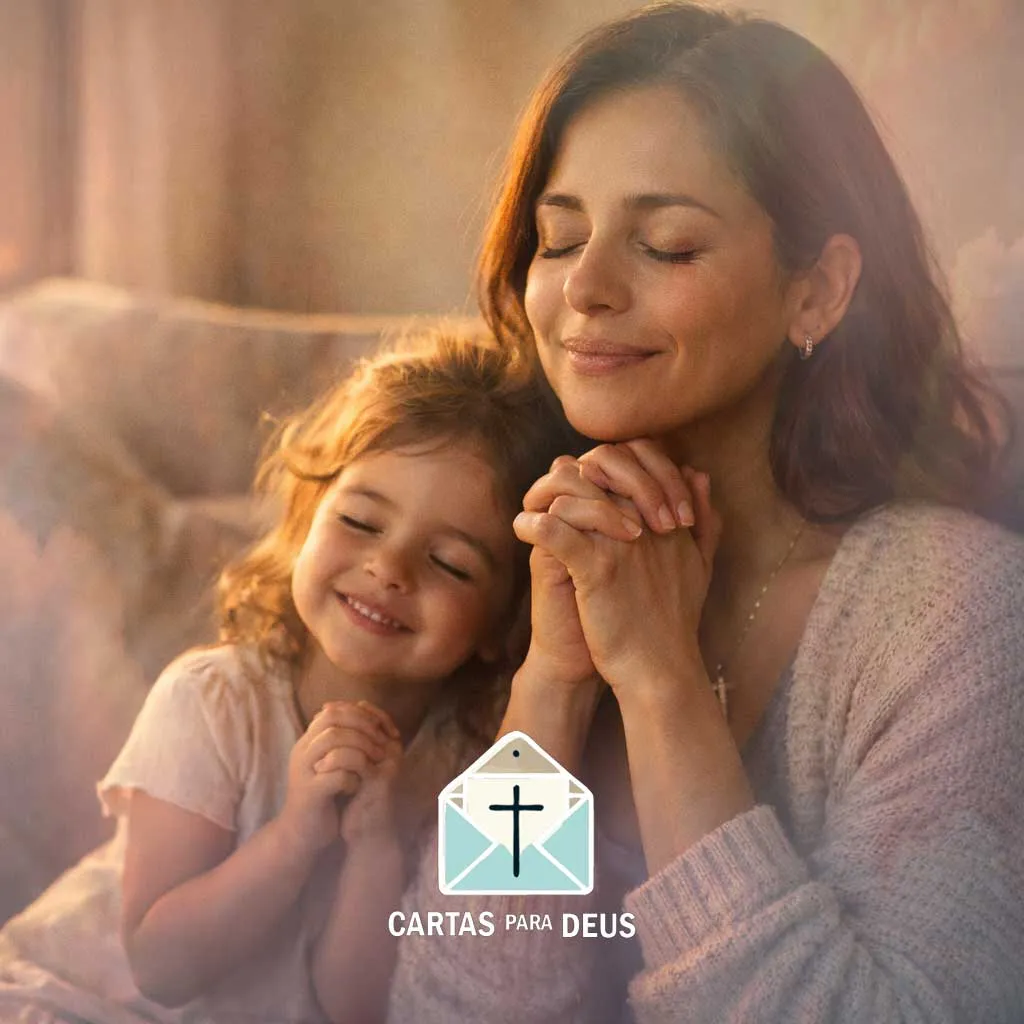 Mãe agradecendo a Deus pelo aniversário da filha em oração e fé